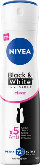 NIVEA Black & White Invisible Антиперспірант-спрей, 72 години, clear 150 мл
