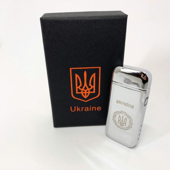 Дугова електроімпульсна запальничка USB Герб України (індикатор заряду, ліхтарик) HL-442. GZ-749 Колір: срібло | Зображення 8