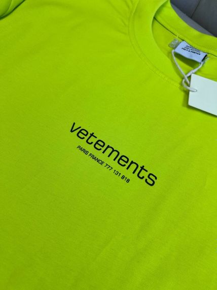 Футболка Vetements Paris France чоловіча бавовна, салатовий колір f727 | Зображення 1