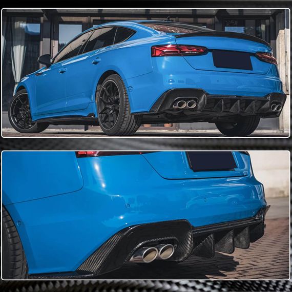 Диффузор заднего бампера V1 (для S-Line 2021-2025, Карбон) для Ауди A5 | Зображення 3