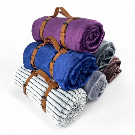 Плед тревел флісовий 150х200 сірий з ременем Love You | Зображення 2