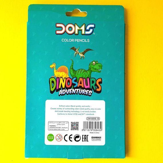 Набір кольорових олівців DOMS 18 кольорів  Динозаври | Кольорові олівці | Зображення 1