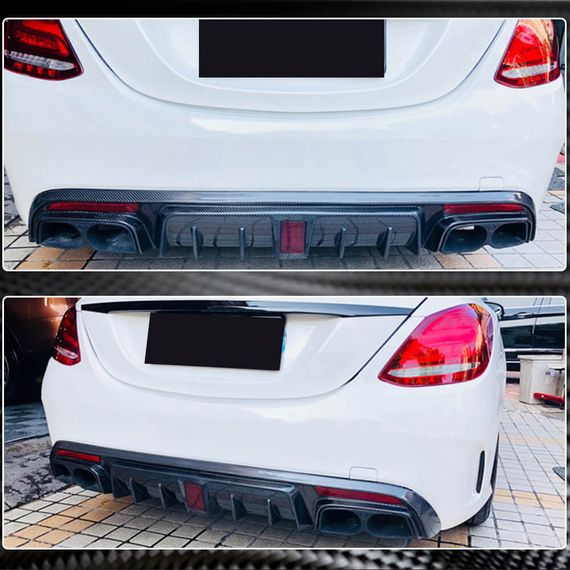 Дифузор заднього бампера V2 (для SD C43/C63 AMG 2015-2019, Карбон) для Mercedes C-сlass W205 рр | Зображення 3