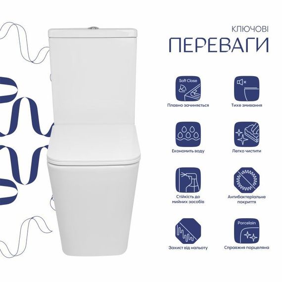 Унитаз напольный Qtap Crow Eco Ultra Quiet безободковый с седалием Soft-close QTCRO27W51030 | Зображення 2