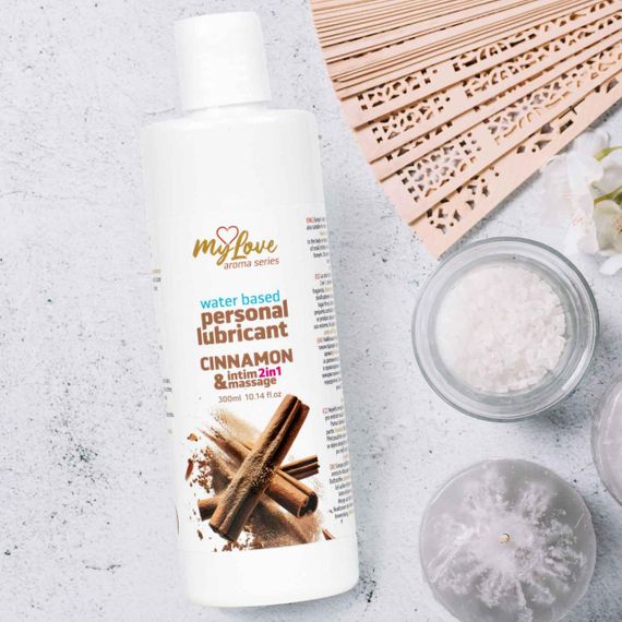 2в1 лубрикант и массажный гель - MyLove Aroma Series Intim&Massage Cinnamon, 300 мл Sex Aura | Зображення 2