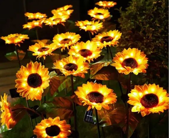 Садовий світильник на сонячній батареї Соняшник, 75 см, Теплий білий / Газовий світлодіодний ліхтар | Зображення 6