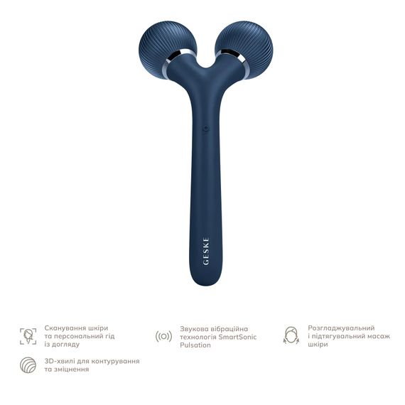 Електронний ультразвуковий ролик для обличчя та тіла GESKE Sonic Facial&Body Roller 4в1 magenta, Синій | Зображення 1