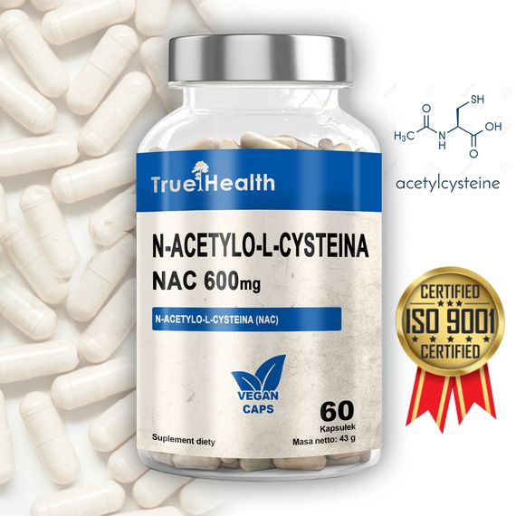 Аминокислоты True Health NAC 600mg ( N-Acetyl-L-Cysteine ) 60 vegan caps | Зображення 1