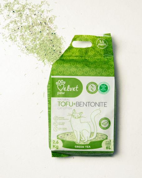 Растительный наполнитель для кошачьего туалета с бентонитом Velvet Paw Tofu, 6 л | Зображення 2