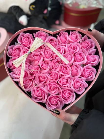 Подарочный набор мыльное Сердце с розами из мыла LED/подарочный бокс с мыльными розами | Зображення 1