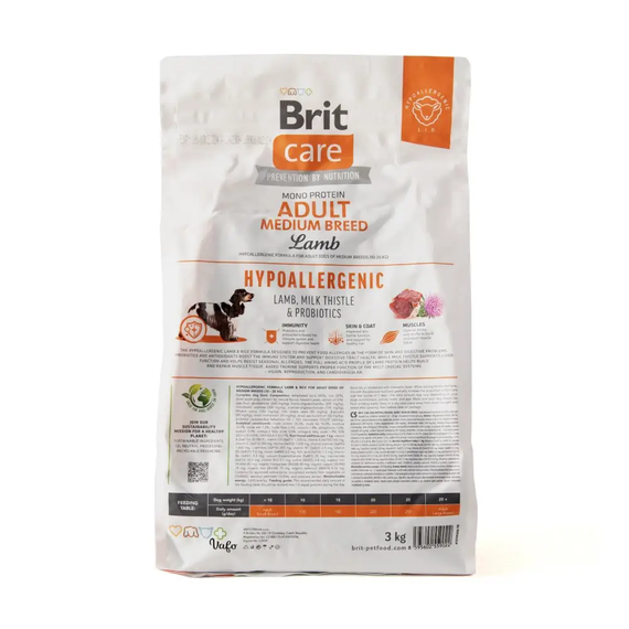 Сухой корм Brit Care Dog Hypoallergenic Adult Medium Breed для взрослых собак  средних пород ягненок 3 кг | Зображення 1