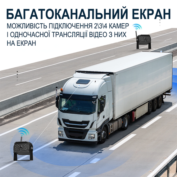 Беспроводной парковочный комплекс для грузовиков Podofo A3694 с монитором 10,1" дюймов и 2 камерами заднего вида, с видеорегистратором | Зображення 4