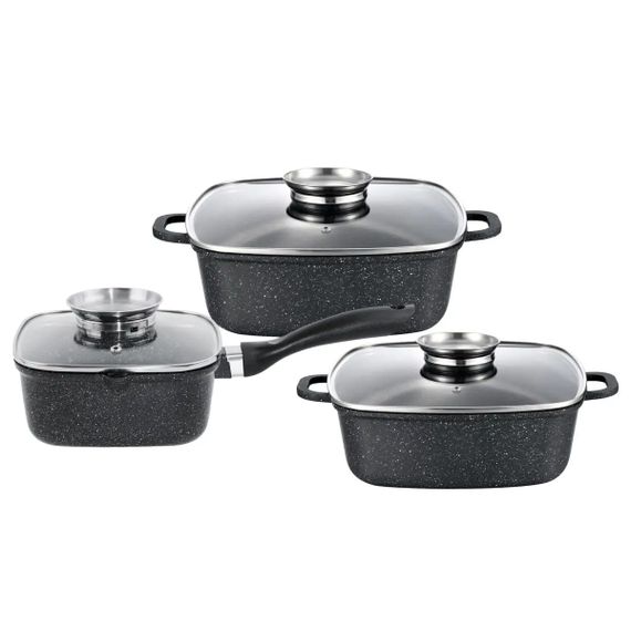 Набор посуды Gusto MARBLE GT-2504-18/22/24 6 предметов черный