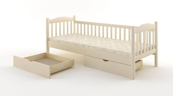Дитяче ліжко Mebigrand Каріна Айворі (S0505Y30R) 90х200 см із заднім бортиком та ящиками (MBG-2530)