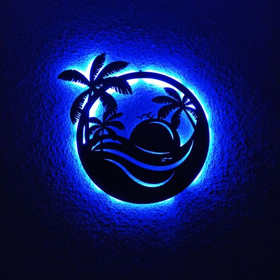 Панно декоративне картина на стіну Морський пейзаж LED 16 кольорів пульт 410х450 acr-p000056 | Зображення 1