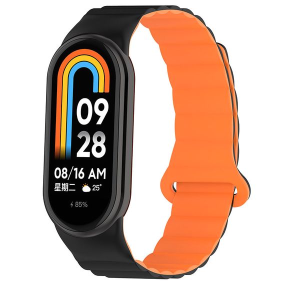 Ремінець Dual-color Magnetic для Xiaomi Mi Band 9/8 Black / Orange