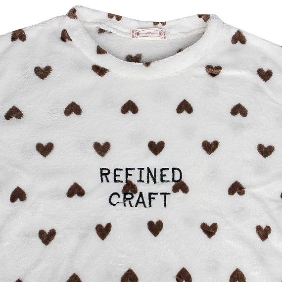 Женская пижама Lesko Heart Brown L теплая флисовая для дома | Зображення 6