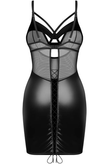 Сорочка Obsessive Dominna chemise & thong S/M, Чорний, L/XL | Зображення 3