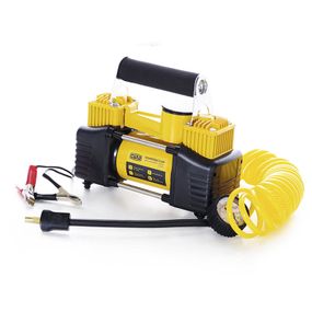 Компресор авто двопоршневий дабл 12V 350W 85л/хв 10 Атм + кручений шланг та клеми СИЛА