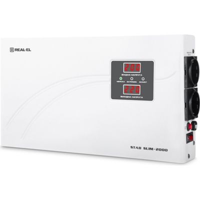 Стабілізатор REAL-EL STAB SLIM-2000, white (EL122400008) (EL122400008) | Зображення 1