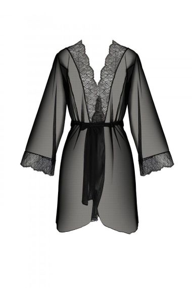 Пеньюар Passion AMBERLY PEIGNOIR black, S/M, пояс у комплекті sexstyle | Зображення 2