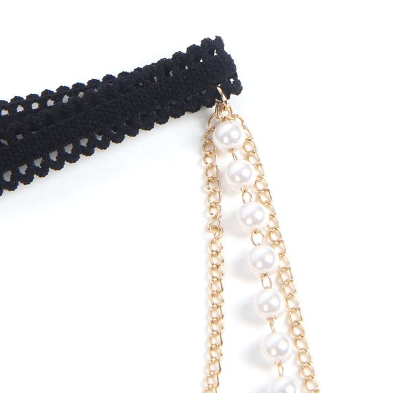 Гартер на ніжку Star Night з підвісками із золотистих ланцюжків та ряду перлин, One Size sexstyle | Зображення 3