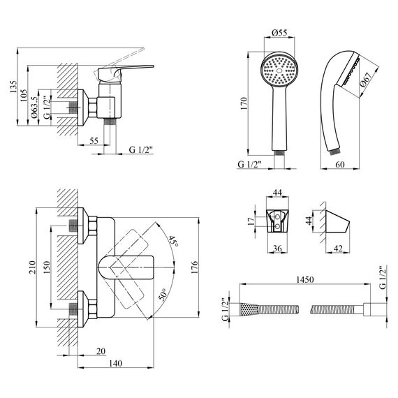 Змішувач для душа Agua Merida - C050 (CV035428) | Зображення 1