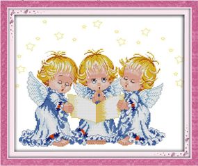 Набір для вишивання за нанесеною на канву схемою "The praying angel". AIDA 14CT printed 39*33 см