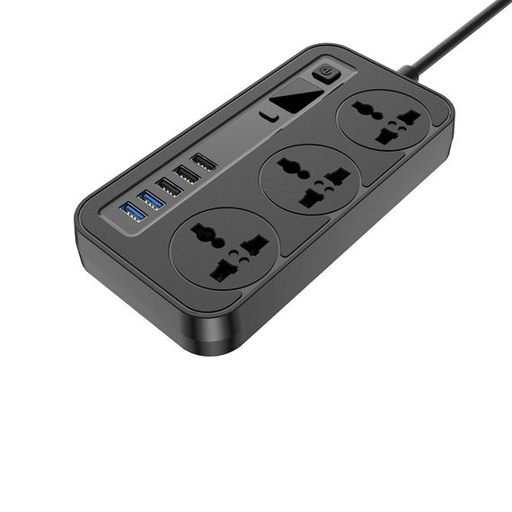 Мережевий фільтр-подовжувач Aspor A503 Auto Max (5USB/3.4A/2м) — чорний | Зображення 2