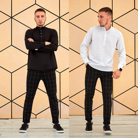 Комплект БРЛ (штани + сорочка льон) чорний S