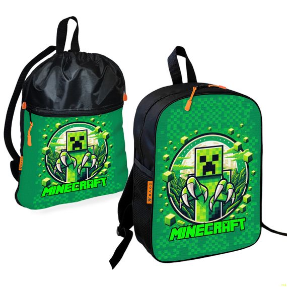 Школьный рюкзак детский Minecraft + Сумка для обуви спортивной формы рюкзак-мешок  для мальчика (01735)