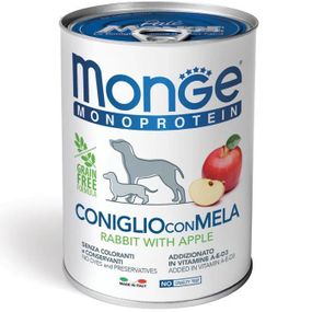 Корм Monge Dog Wet Fruit Monoprotein Coniglio con Mela влажный монопротеиновый с кроликом и яблоками для собак всех пород 400 гр