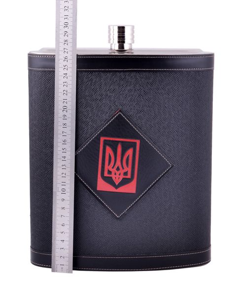 Фляга з харчової нержавіючої сталі обтягнута шкірою Україна TD128 | Зображення 1