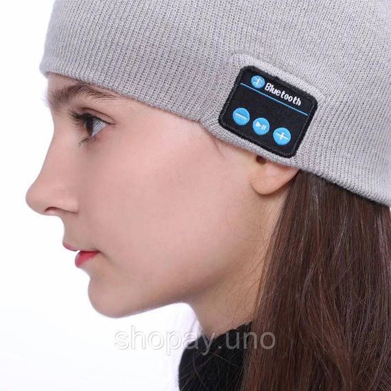 Портативная колонка ШАПКА с bluetooth наушниками SPS Hat BT True. Цвет: серый | Зображення 2