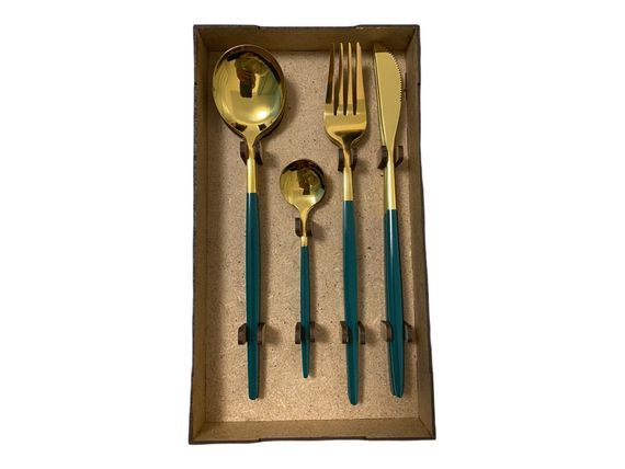 Набір столових приборів Kitchen зелений на 6 персон | Зображення 4