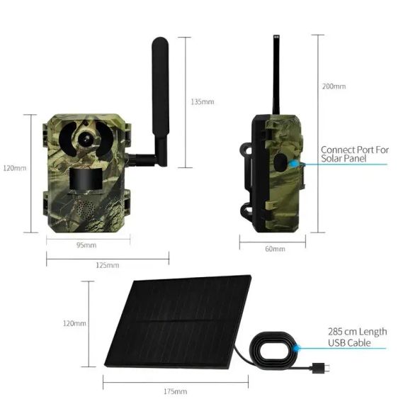 Камера для охоты на солнечной батарее A8S 4G, датчик движения, камуфляж | Зображення 4