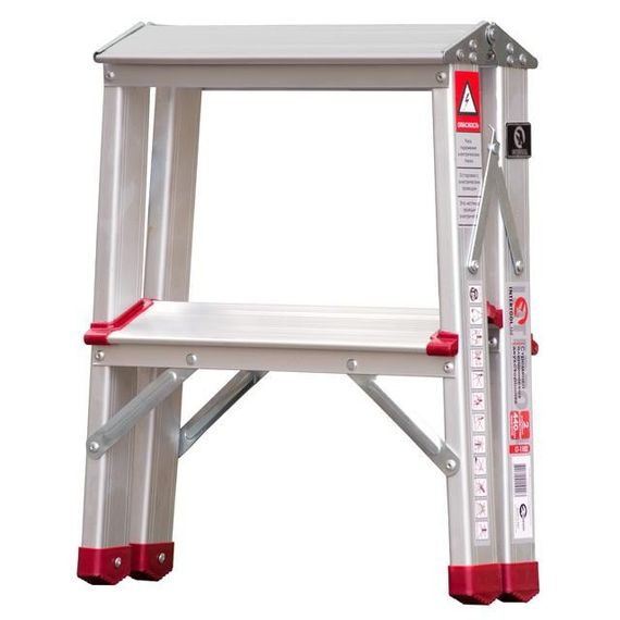 Стрем'янка алюмінієва двостороння, 2 сходинки, висота 0,4 м INTERTOOL LT-1102 | Зображення 2