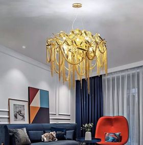 Люстра підвісна на 13 лампочок 26387 Золото 85-200х60х120 см.