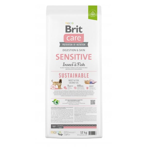 Корм сухий Brit Care Dog Sustainable Sensitive для собак з чутливим травленням з рибою та комахами 12 кг | Зображення 4
