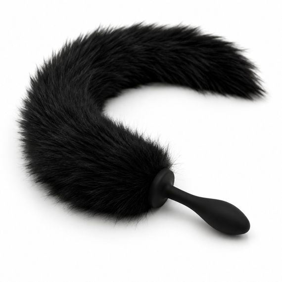 Анальная пробка силиконовая DS Fetish с черным лисьим хвостом, XXS Sex Aura
