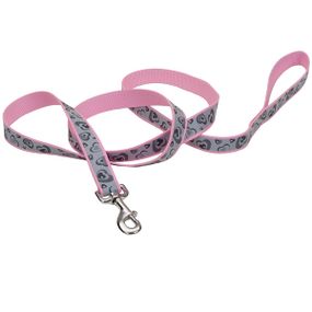 Повідець світловідбивний для собак Coastal Lazer Brite Reflective Leash, 1.2 м х 1.6 см, рожеві серця