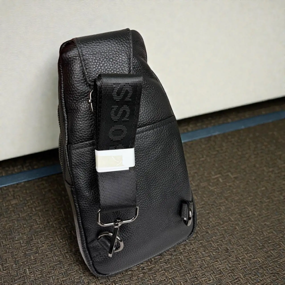 Сумка слінг чоловіча шкіряна чорна нагрудна крос-боді (1944) | Зображення 3