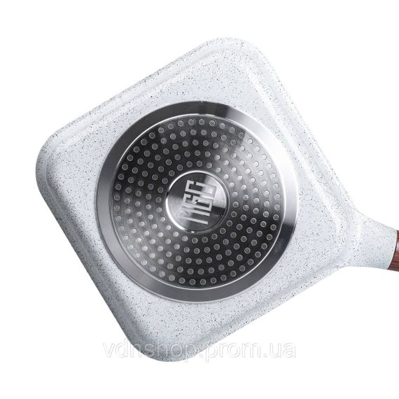 Сковорода-гриль алюмінієва, квадратна, 2,5 л, з антипригарним покриттям, 24 см MGC White HP-4-438W | Зображення 2