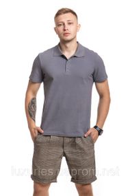 Футболка мужская  Серая ПОЛО  -  Серая Поло с коротким рукавом 3XL