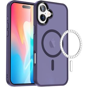 TPU+PC чохол Metal Buttons with MagSafe Colorful для Apple iPhone 16 (6.1") Темно-фіолетовий / Dark Purple
