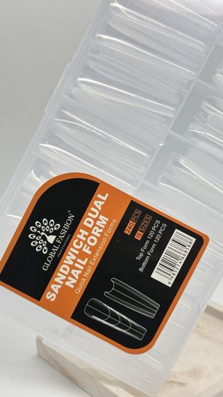 Верхні форми "Сендвіч квадрат" Global Fashion Sandwich Dual Nail Form 240шт в боксі | Зображення 2