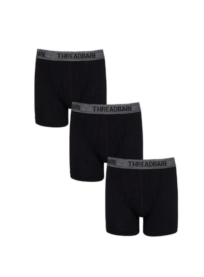 Набір чоловічих анатомічних трусів боксерів Threadbare Black Hipster  Boxers 3 шт в наборі