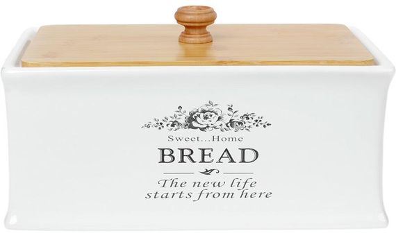 Хлібниця керамічна Sweet Home BREAD 32х18.5х18.5см з дерев'яною кришкою
