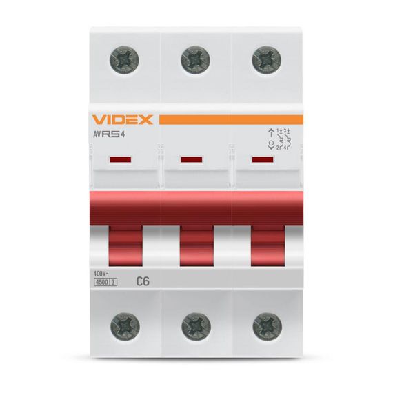 Автоматичний вимикач RS4 3п 6А С 4,5кА VIDEX RESIST (VF-RS4-AV3C06) | Зображення 2