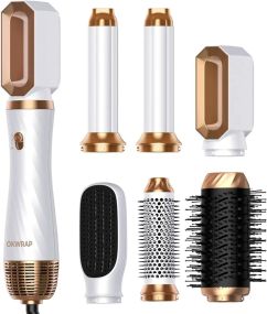 Стайлер для волосся OKWRAP WT-623 6-в-1. Фен-щітка з насадками, автоматична укладка, плойка, об’єм і сушка